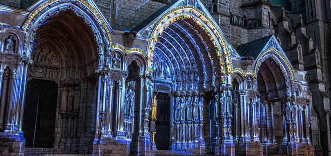 Chartres en lumières - portail nord de la cathédrale - Spectaculaires, Les Allumeurs d’images